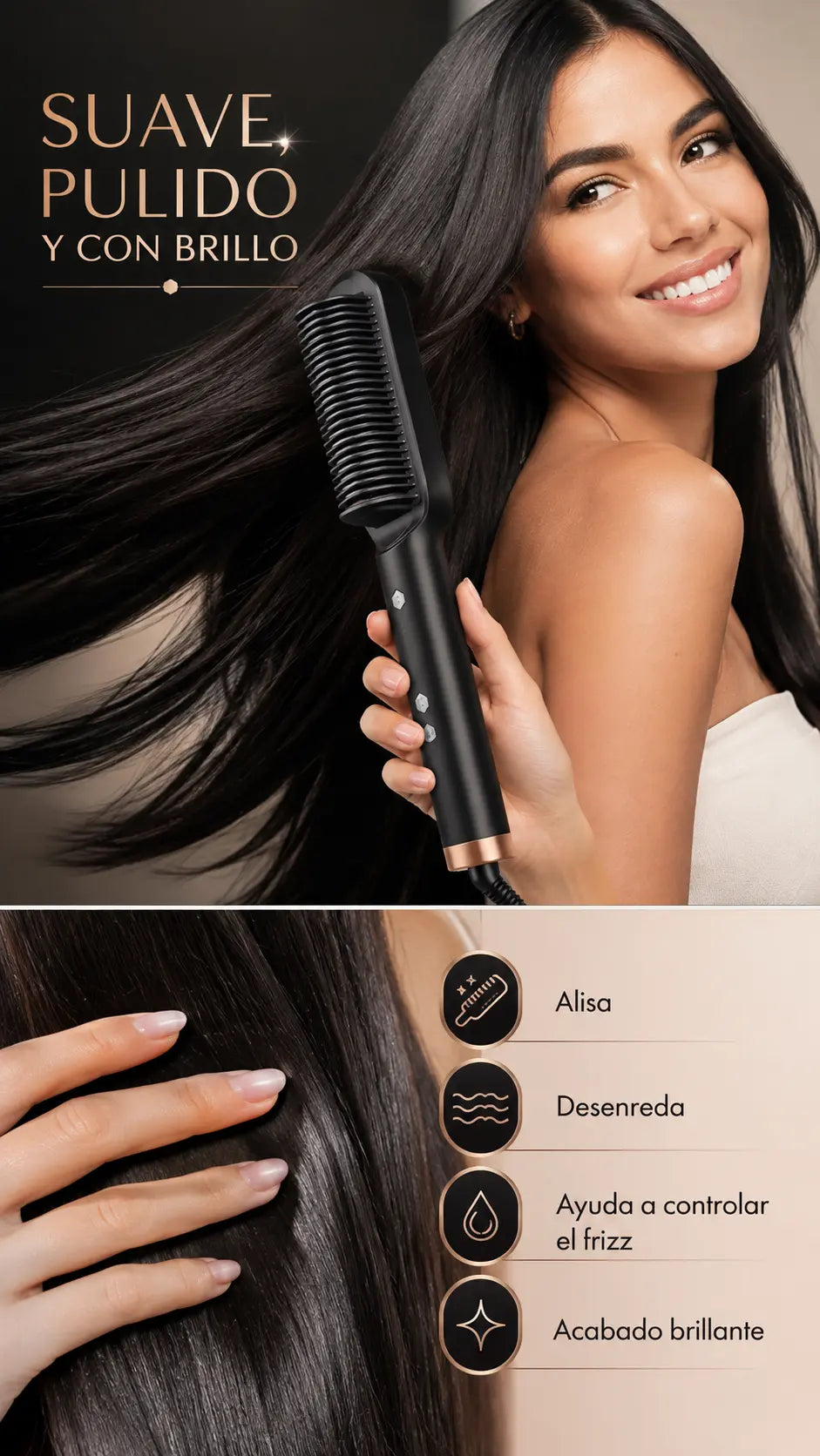 Cabello suave pulido y con brillo