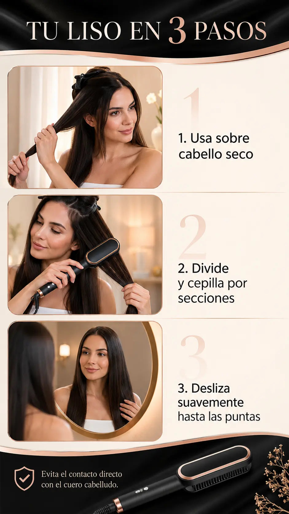 Cómo usar el cepillo alisador en tres pasos
