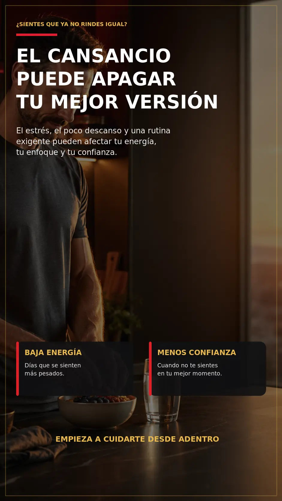 Cansancio baja energía y confianza masculina