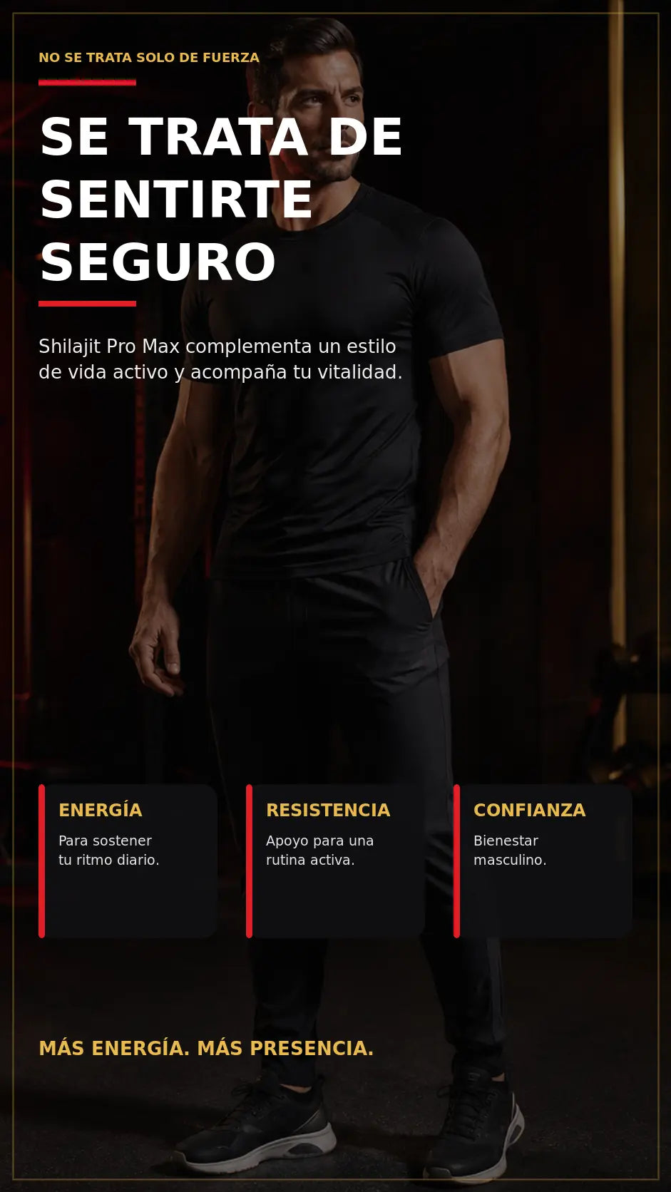 Energía resistencia y confianza para hombres