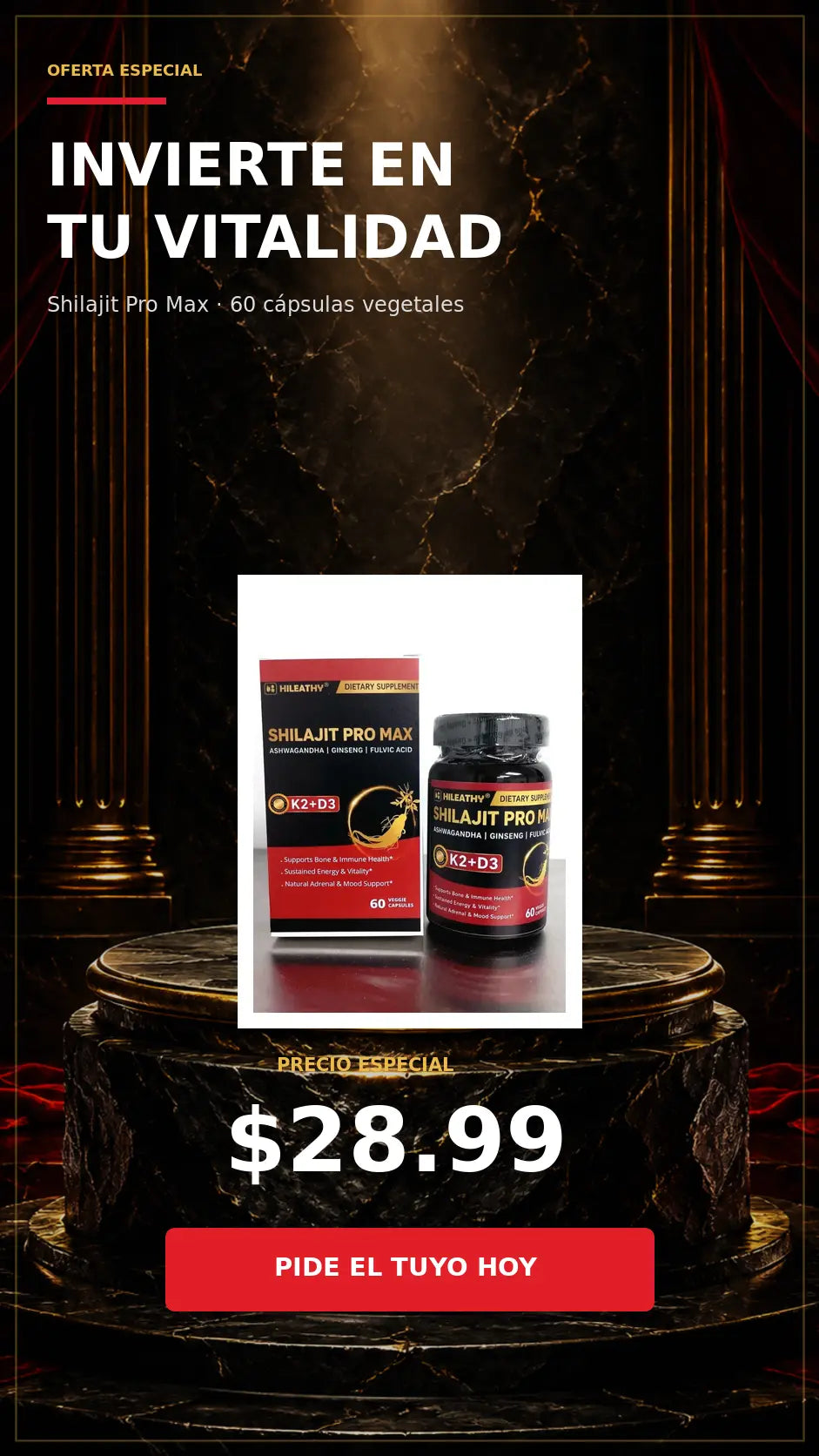 Oferta Shilajit Pro Max por 28.99 dólares